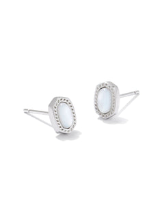 Mini Ellie Silver Stud Earrings in Ivory Mother of Pearl