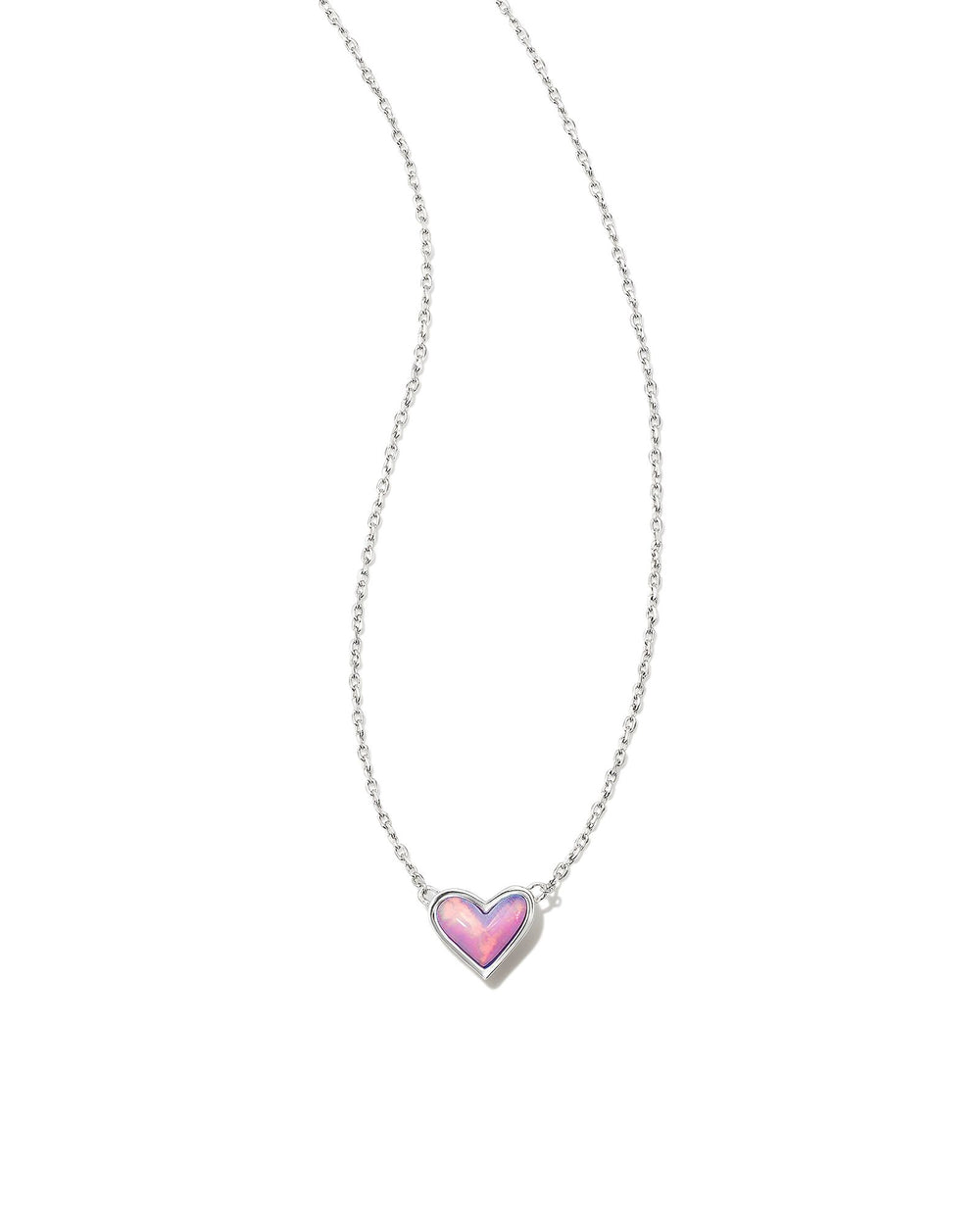 Framed Ari Heart Necklace Silver in Lilac Opalescent Resin