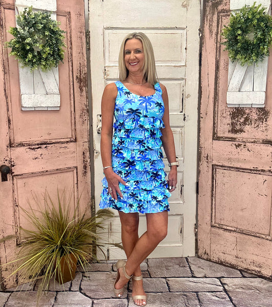 Turn heads in the Lulu-B Cha Cha Dress! Sleeveless with ruffle details, UPF50 sun protection & a flattering fit. Pre-shrunk, 92% nylon/8% spandex. Bestseller!