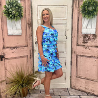 Turn heads in the Lulu-B Cha Cha Dress! Sleeveless with ruffle details, UPF50 sun protection & a flattering fit. Pre-shrunk, 92% nylon/8% spandex. Bestseller!