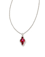 Framed Abbie Silver Short Pendant Necklace in Light Burgundy Illusion
