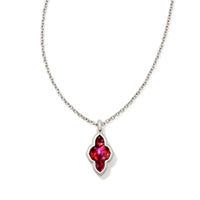 Framed Abbie Silver Short Pendant Necklace in Light Burgundy Illusion