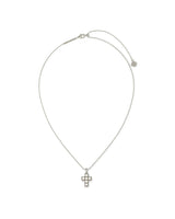 Pearl Rhodium Cross Short Pendant Necklace in White Pearl
