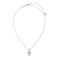 Pearl Rhodium Cross Short Pendant Necklace in White Pearl