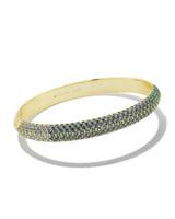 Mikki Pave Gold Bangle Bracelet in Green Blue Ombre Mix
