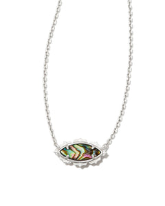 Genevieve Silver Short Pendant Necklace in Abalone