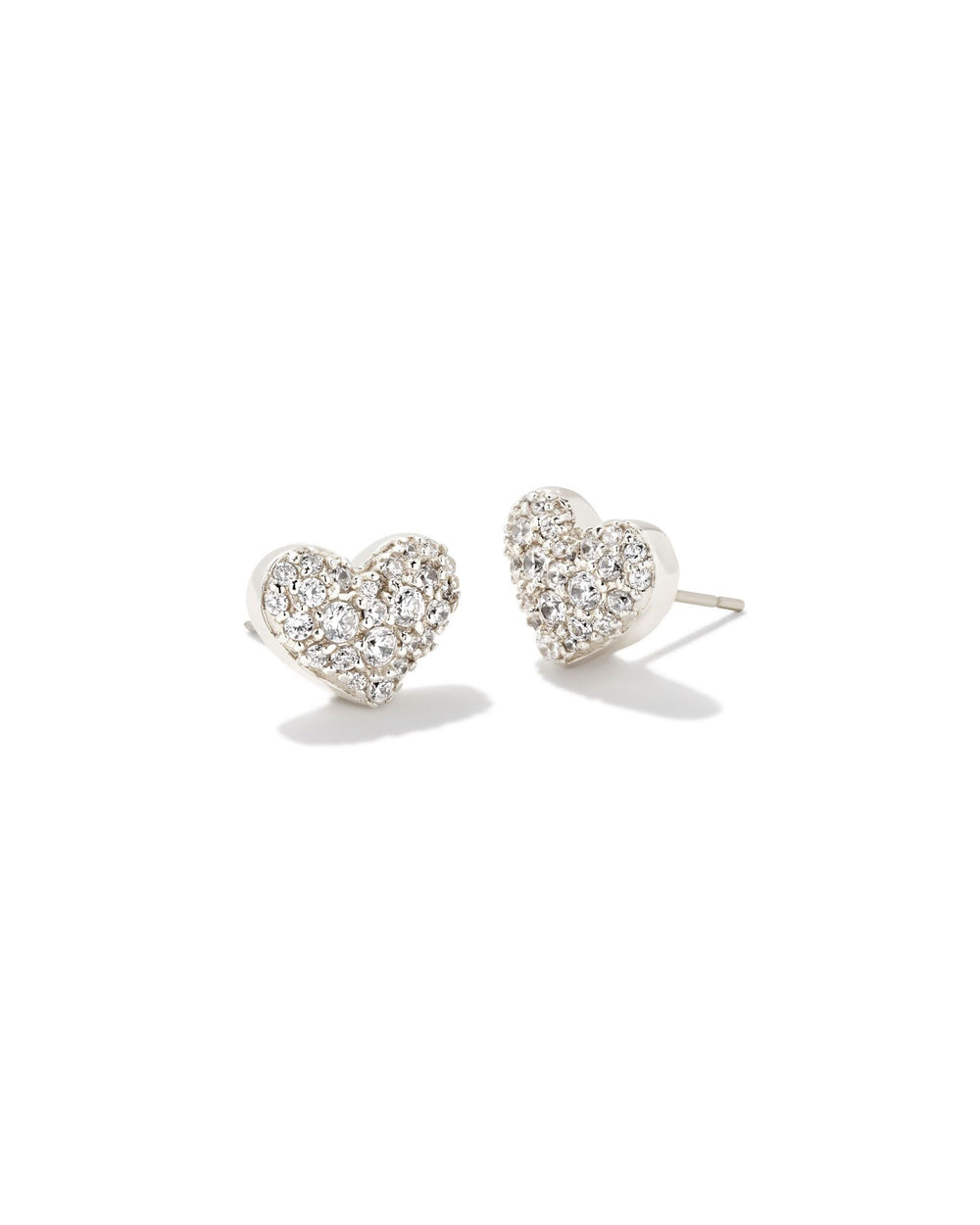 Ari Pave Crystal Heart Earring in Silver