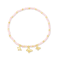 Lillia Butterfly Gold Stretch Bracelet in Pink Cats Eye