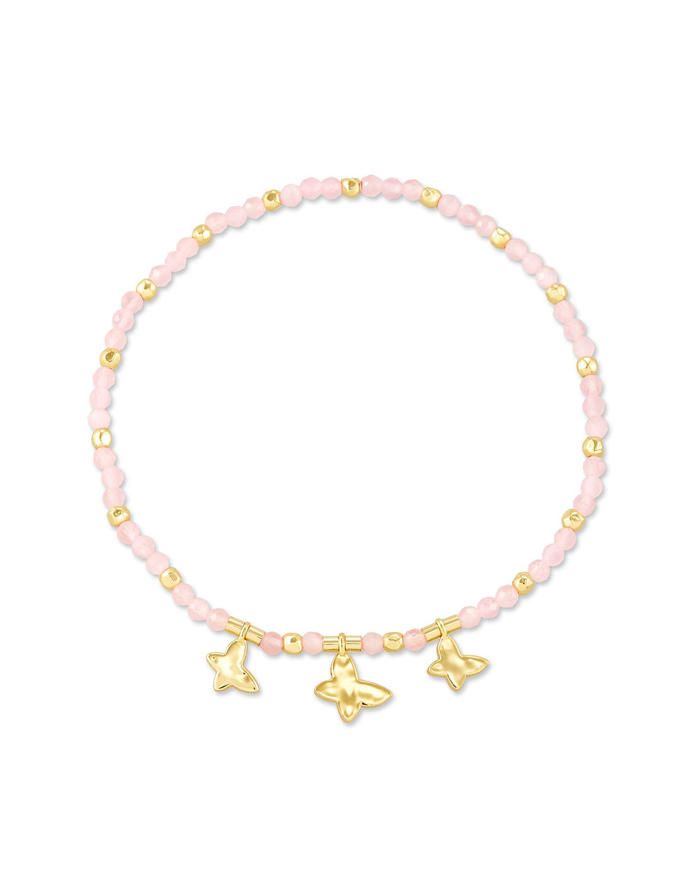 Lillia Butterfly Gold Stretch Bracelet in Pink Cats Eye