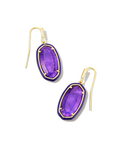 Dani Enamel Frame Drop Earring Gold in Amethyst