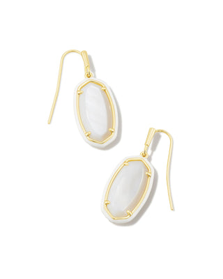 Dani Enamel Frame Drop Earring Gold in Mother of Pearl