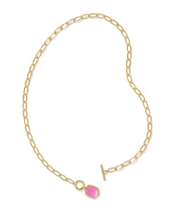 Daphne Gold Link and Chain Necklace in Azalea Illusion