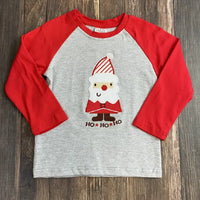 Grey & Red Sleeve Ho Ho Ho Santa Shirt