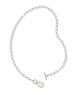 Daphne Silver Link and Chain Necklace in Ivory Mother of Pearl