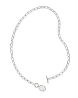 Daphne Silver Link and Chain Necklace in Ivory Mother of Pearl
