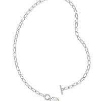 Daphne Silver Link and Chain Necklace in Ivory Mother of Pearl