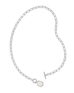 Daphne Silver Link and Chain Necklace in Ivory Mother of Pearl