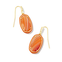Dani Enamel Frame Drop Earring Gold in Orange Banded Agate