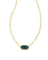 Faceted Elisa Gold Pendant Necklace in Dark Teal Mica
