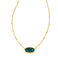 Faceted Elisa Gold Pendant Necklace in Dark Teal Mica