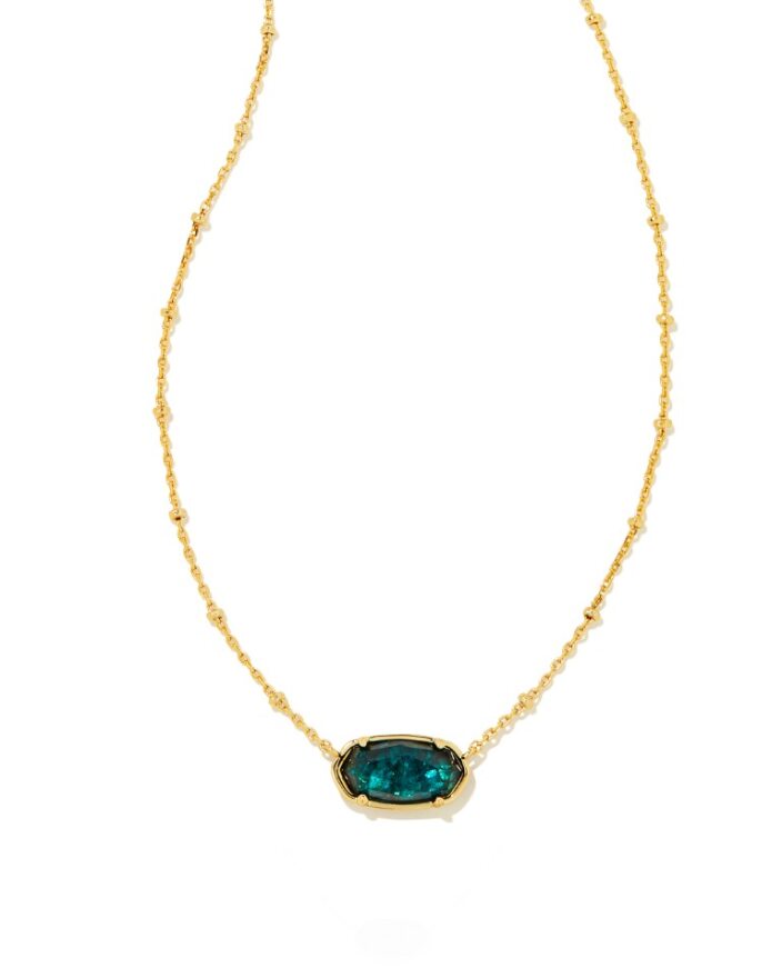 Faceted Elisa Gold Pendant Necklace in Dark Teal Mica