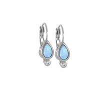 F5561-R6F0 Opalas do Mar Blue Pear Opal French Wire Earrings - Rhodium