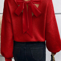 Bow Back Sweater - Red