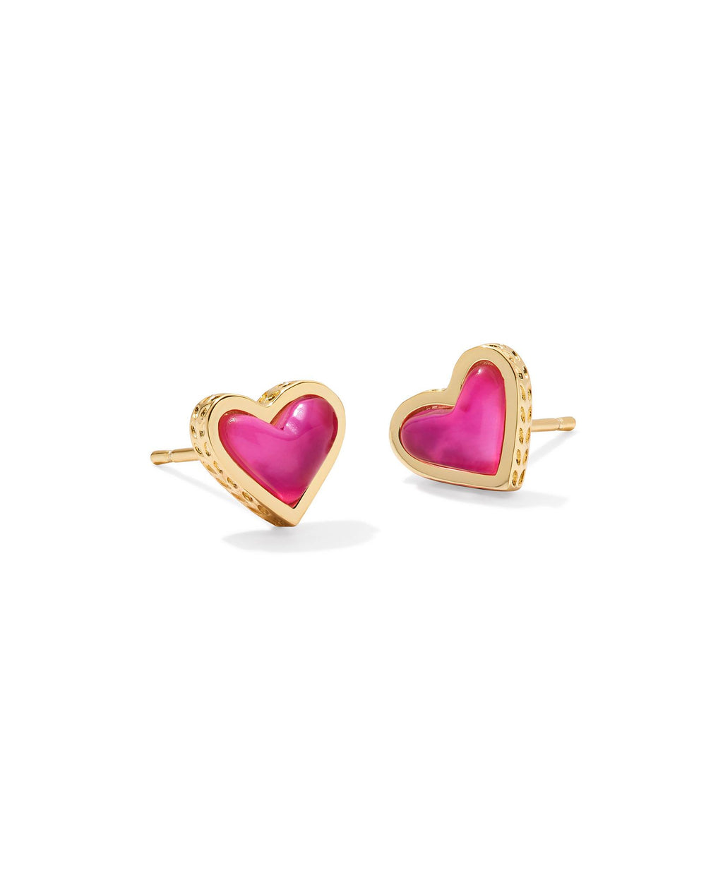 Framed Ari Heart Gold Stud Earrings in Azalea Illusion