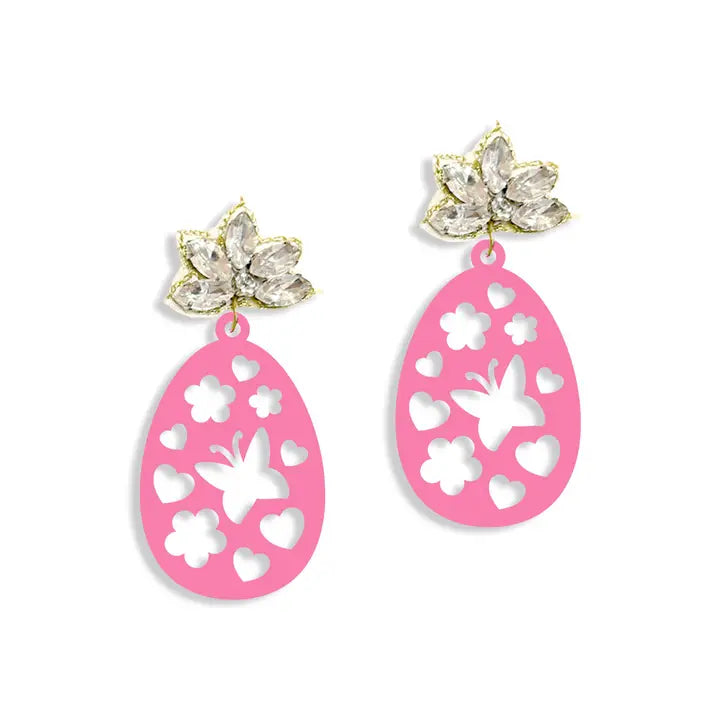 Easter Egg Acrylic Earrings - Pink