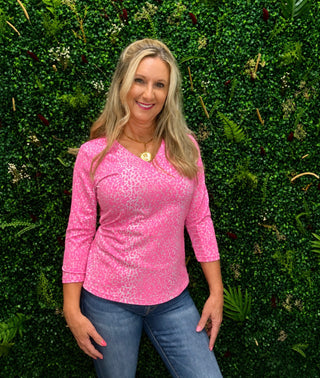 V-Neck 3/4 Sleeve Top - LPPK