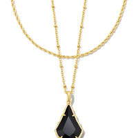 Faceted Alex Gold Convertible Necklace in Black