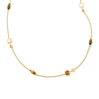 Monica Gold Long Strand Necklace in Brown Mix