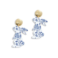 Blue Floral Bunny Earrings