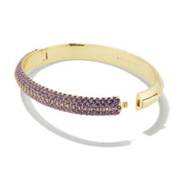 Mikki Pave Gold Bangle Bracelet in Purple Muave Ombre Mix