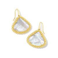 Framed Kendall Large Drop Gold Earring in Mother of Pearl