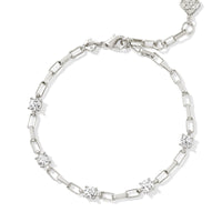 Lexi Rhodium Chain Bracelet in White Crystal