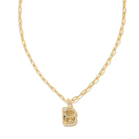 Crystal Letter B Gold Short Pendant Necklace in White Crystal