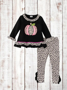 Leopard Pumpkin Ruffle Toddler Outfit