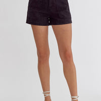 Entro - Black High Waisted Denim Shorts