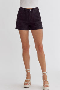 Entro - Black High Waisted Denim Shorts