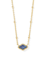 Mini Abbie Gold Satellite Short Pendant Necklace in Navy Abalone
