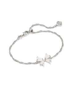 Blair Silver Bow Small Delicate Chain Bracelet in Iridescent Drusy