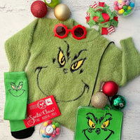 Fuzzy Grinch Face Sweater