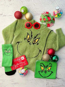 Fuzzy Grinch Face Sweater