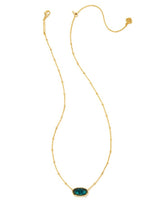 Faceted Elisa Gold Pendant Necklace in Dark Teal Mica
