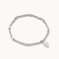 Lindsay Stretch Bracelet Silver in White Pearl