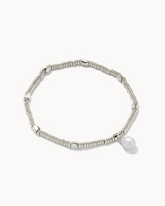 Lindsay Stretch Bracelet Silver in White Pearl