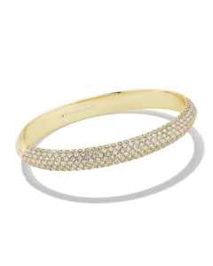 Mikki Pave Gold Bangle Bracelet in White Crystal