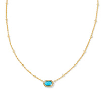 Mini Elisa Gold Satellite Short Pendant Necklace in Turquoise