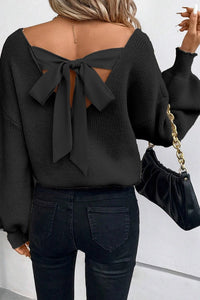 Bow Back Sweater - Black